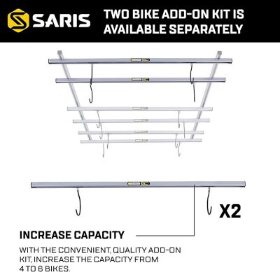 Image showing 6 th Saris Cycle Glide Ceiling Bike Rack, 4 Bike Capacity Bike Hanging System for Garage