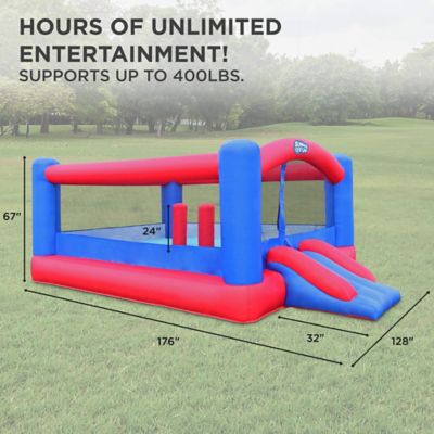 Image showing  Giant Inflatable Bounce House with Built-In Posts, Air Pump & Carrying Case, Blue