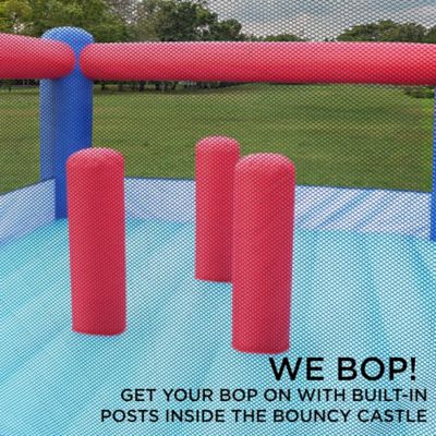 Image showing  Giant Inflatable Bounce House with Built-In Posts, Air Pump & Carrying Case, Blue