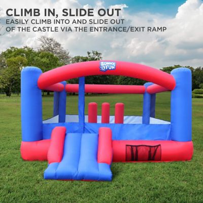 Image showing  Giant Inflatable Bounce House with Built-In Posts, Air Pump & Carrying Case, Blue