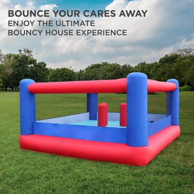 Image showing  Giant Inflatable Bounce House with Built-In Posts, Air Pump & Carrying Case, Blue