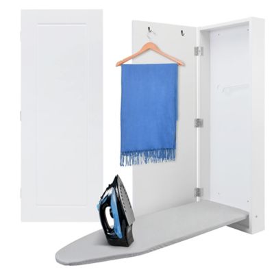 Ivation Ironing Board, Wall Mounted Ironing Board Cabinet W/Right Side Door & Release Lever, White