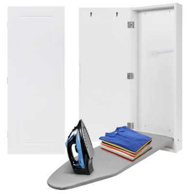 Image showing  Ironing Board, Wall Mounted Ironing Board Cabinet with Mirror & Release Lever, White