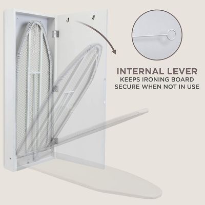 Image showing  Ironing Board, Wall Mounted Ironing Board Cabinet with Mirror & Release Lever, White
