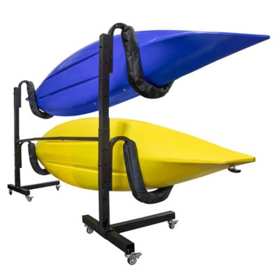 Image showing  Freestanding 2 Kayak Rack, Heavy Duty Kayak Stand for Indoor, Outdoor, or Dock - With Wheels