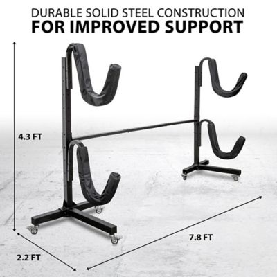 Image showing  Freestanding 2 Kayak Rack, Heavy Duty Kayak Stand for Indoor, Outdoor, or Dock - With Wheels
