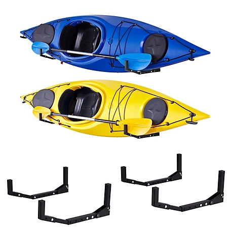 RaxGo Wall-Mounted Kayak Rack, Heavy-Duty Kayak Storage Hooks with Adjustable Length - 2 Pair