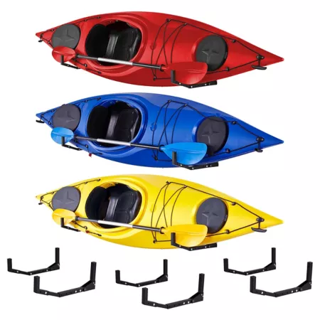 RaxGo Kayak Wall Mount Heavy Duty Kayak Storage Hooks with Adjustable Length - 3 Pairs Kayak & Canoe Carriers