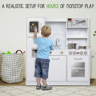 Image showing 6 th Lil' Jumbl Kids Kitchen Set, Wooden Pretend Play Kitchen with Sounds & Accessories