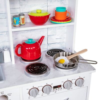 Image showing 8 th Lil' Jumbl Kids Kitchen Set, Wooden Pretend Play Kitchen with Sounds & Accessories