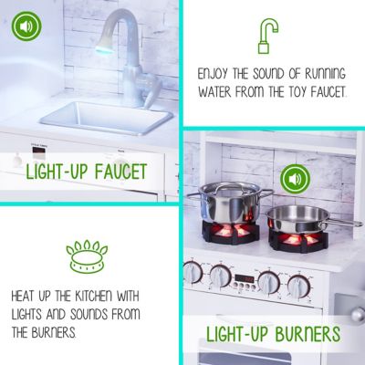 Image showing  Premium Kids Kitchen Set, Wooden Pretend Play Kitchen with Sounds & Accessories - White