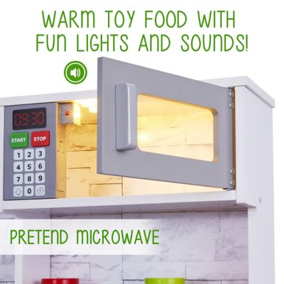 Image showing 5 th Lil' Jumbl Premium Kids Kitchen Set, Wooden Pretend Play Kitchen with Sounds & Accessories - White