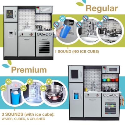 Image showing  Kids Kitchen Set, Wooden Pretend Play Kitchen with Sounds & Accessories - Charcoal