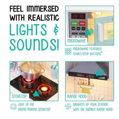 Image showing  Wooden Interactive Kids Kitchen Playset with Running Water Sink