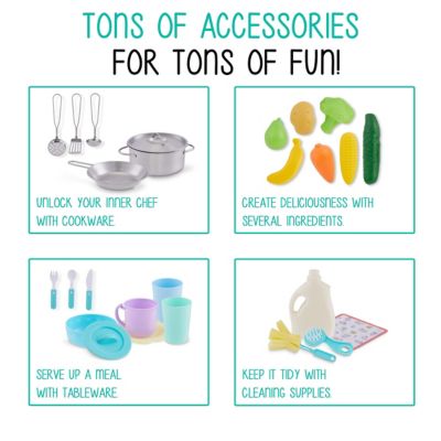 Image showing 5 th Lil' Jumbl Wooden Interactive Kids Kitchen Playset with Running Water Sink