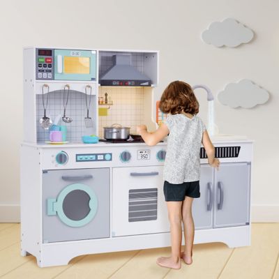 Image showing 8 th Lil' Jumbl Wooden Interactive Kids Kitchen Playset with Running Water Sink