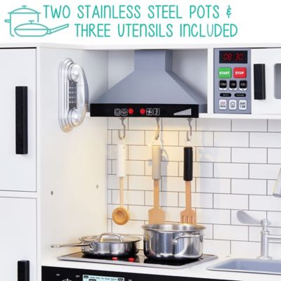 Image showing 6 th Lil' Jumbl Large Kids Kitchen Set, Wooden Pretend Play Kitchen with Sounds and Accessories