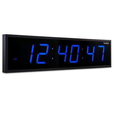 Ivation Large Digital Clock, 24 in. Led Wall Clock with Stopwatch, Alarms, Timer, Temp & Remote, Blue