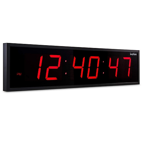 Ivation Large Digital Clock, 30 in. Led Wall Clock with 6-Level Brightness & Mounting Hardware, Red