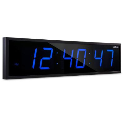 Ivation Large Digital Clock, 30 in. Led Wall Clock with 6-Level Brightness & Mounting Hardware, Blue