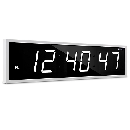 Ivation Large Digital Clock, 36 in. Led Wall Clock with 6-Level Brightness & Mounting Hardware, White