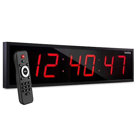 Ivation Large Digital Clock, 24 in. Led Wall Clock with Stopwatch, Alarms, Timer, Temp & Remote, Red