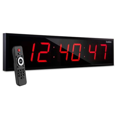 Ivation Large Digital Clock, 48 in. Led Wall Clock with Stopwatch, Alarms, Timer, Temp & Remote, Red