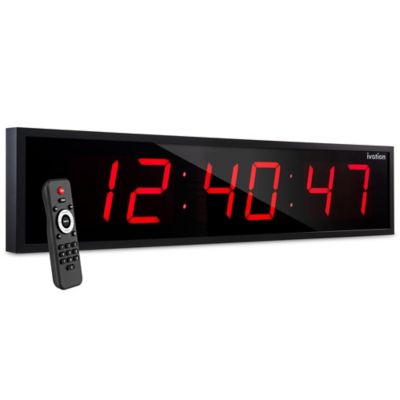 Ivation Large Digital Clock, 60 in. Led Wall Clock with Stopwatch, Alarms, Timer, Temp & Remote, Red