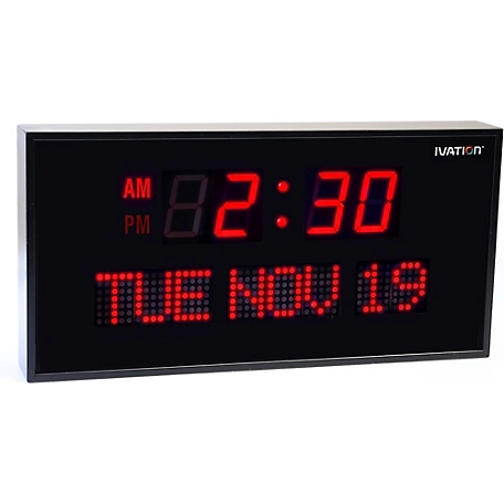 Ivation 22 in. Large Digital Wall Clock, LED Digital Clock with Calendar