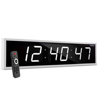 Ivation Large Digital Clock, 60 in. Led Wall Clock with Stopwatch, Alarms, Timer, Temp & Remote, White