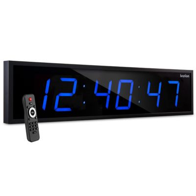 Ivation Large Digital Clock, 72 in. Led Wall Clock with Stopwatch, Alarms, Timer, Temp & Remote, Blue