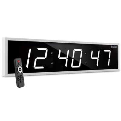Ivation Large Digital Clock, 72 in. Led Wall Clock with Stopwatch, Alarms, Timer, Temp & Remote, White