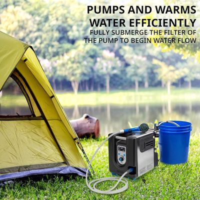 Image showing  Portable Propane Water Heater and Shower Pump with Built-In Battery, 20 sq. ft., 19,437 BTU, Safety Shutoff & Case