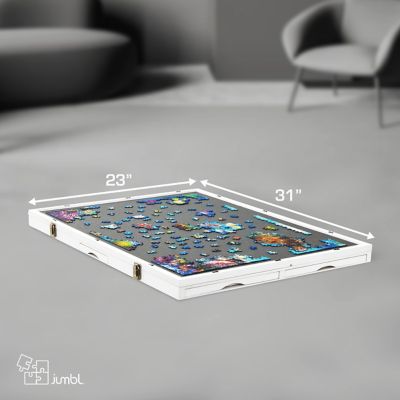 Image showing  1000-Piece Puzzle Board - 23 x 31" Tilting Puzzle Board with Felt Surface & 6 Drawers - White