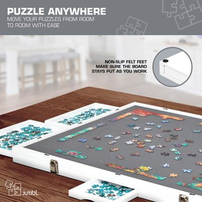 Image showing  1000-Piece Puzzle Board - 23 x 31" Tilting Puzzle Board with Felt Surface & 6 Drawers - White