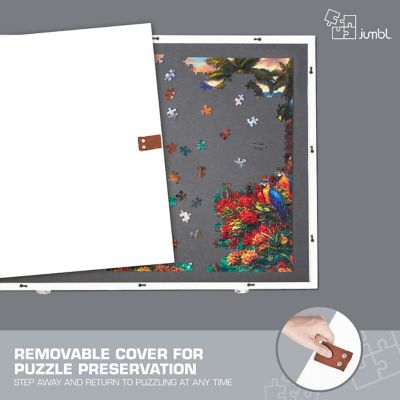 Image showing 5 th JUMBL 1000-Piece Puzzle Board - 23 x 31" Tilting Puzzle Board with Felt Surface & 6 Drawers - White