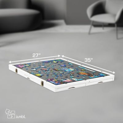 Image showing  1500-Piece Puzzle Board - 27 x 35" Tilting Puzzle Board with Felt Surface & 6 Drawers - White
