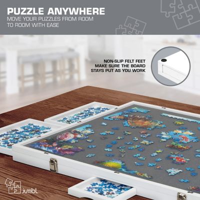 Image showing  1500-Piece Puzzle Board - 27 x 35" Tilting Puzzle Board with Felt Surface & 6 Drawers - White