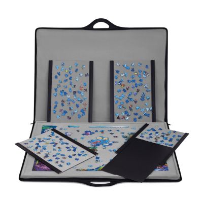 JUMBL 1500-Piece Puzzle Case, Portable Puzzle Board & Travel Case with Trays & Handle - Black