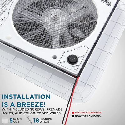 Image showing  14 in. RV Roof Vent Fan, 12V Intake & Exhaust Manual Camper Fan - White Lid