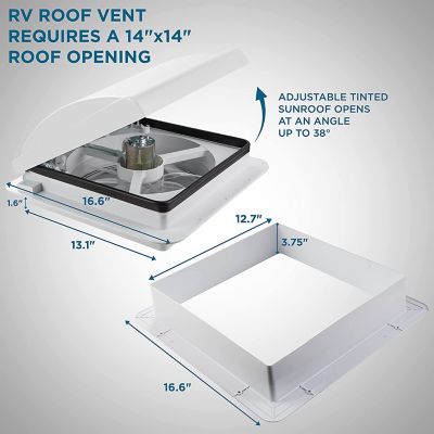 Image showing  14 in. RV Roof Vent Fan, 12V Intake & Exhaust Manual Camper Fan - White Lid