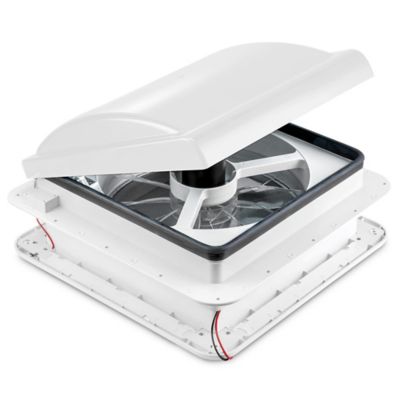 Hike Crew 14 in. RV Roof Vent Fan, 12V Manual Camper Fan with 3-Speeds & LED Light - White Lid