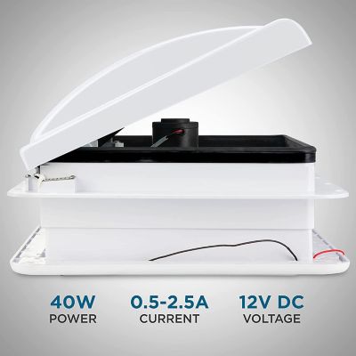 Image showing 6 th Hike Crew 14 in. RV Roof Vent Fan, 6-Speed RV Fan with Remote, Rain Sensor and More, White