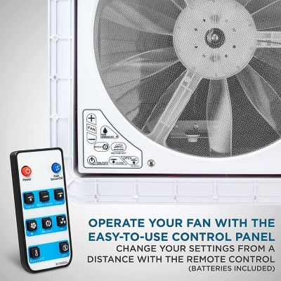 Image showing  14 in. RV Roof Vent Fan, 12V 6-Speed with LED Light & Remote, White Lid