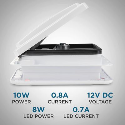 Image showing  11 in. RV Roof Vent Fan, 12V Manual with 3-Speeds & LED Light, Smoked Lid, HCRVF11WLW