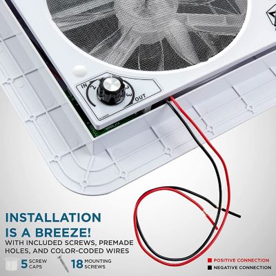 Image showing  11 in. RV Roof Vent Fan, 12V Manual with 3-Speeds & LED Light, Smoked Lid, HCRVF11WLW