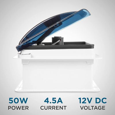Image showing  14 in. RV Roof Vent Fan, 10-Speed RV Fan with Remote, Rain Sensor and More - Smoked Lid