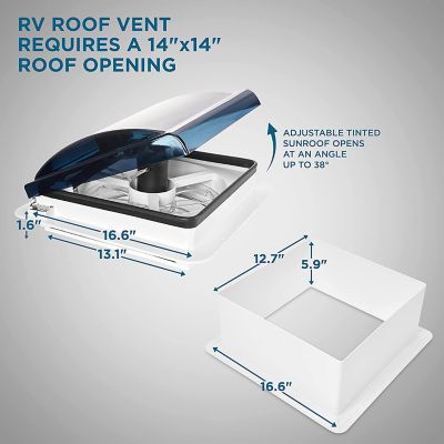 Image showing  14 in. RV Roof Vent Fan, 10-Speed RV Fan with Remote, Rain Sensor and More - Smoked Lid