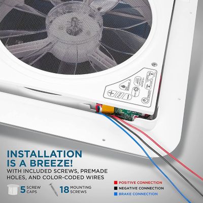 Image showing 7 th Hike Crew 14 in. RV Roof Vent Fan, 10-Speed RV Fan with Remote, Rain Sensor and More - Smoked Lid