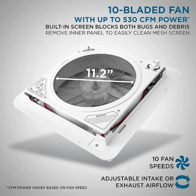 Image showing  14 in. RV Roof Vent Fan, 10 Speed RV Fan with Remote, Rain Sensor and More - White Lid